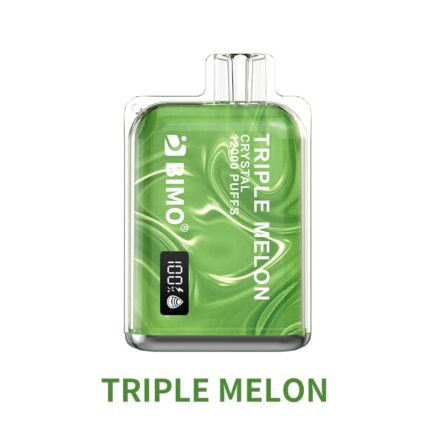 Bimo Crystal 12000 Triple Melon disposable vape device showing packaging and vape pen